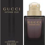 Gucci Intense Oud perfume bottle and box, luxury fragrance, 90ml eau de parfum for sophisticated scent lovers