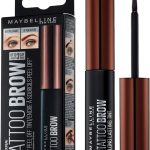 Maybelline Tattoo Brow Tint packaging and bottle, featuring long-lasting eyebrow tint for up to 3 days