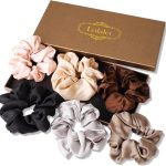 Silk hair scrunchies in gift box, assorted colours, elegant hair accessories, perfect for all hair types