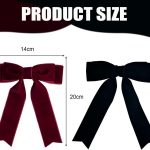 Two velvet hair bows in burgundy and black with dimensions of 14cm and 20cm displayed under product size text